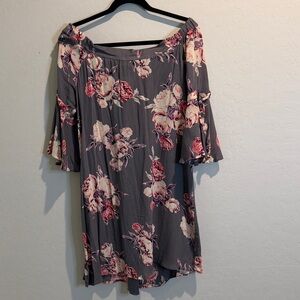 Women’s off the Shoulder Gray Floral Dress